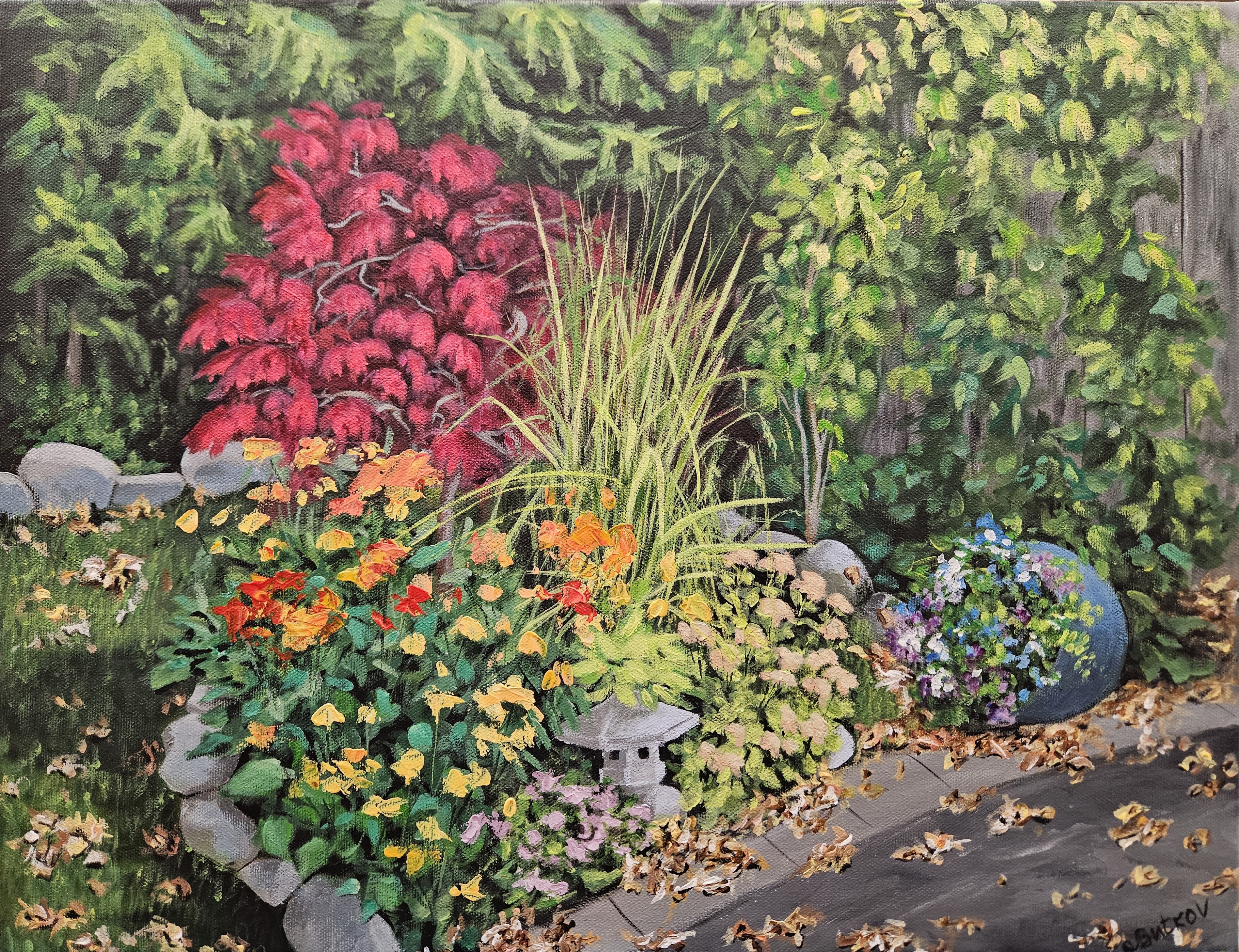 Garden with Japanese Maple - Elena Butkov