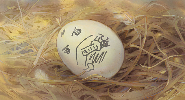 egg with writing on it