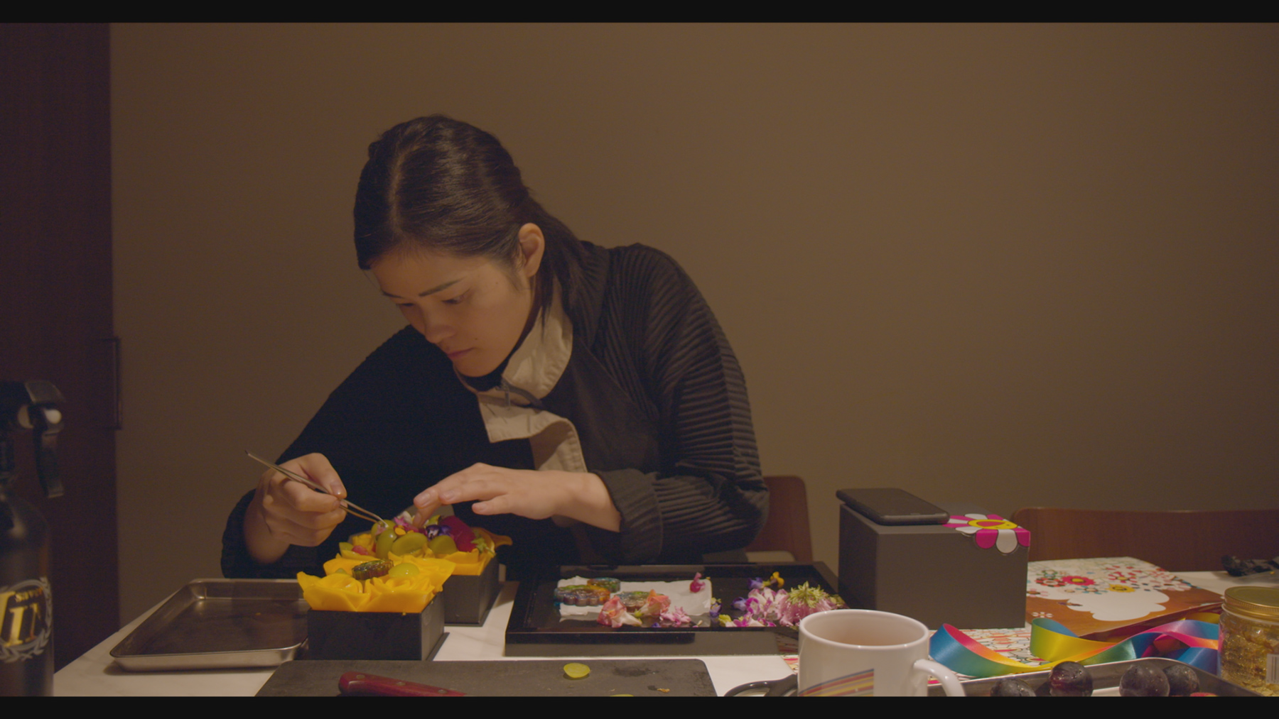 woman decorating food