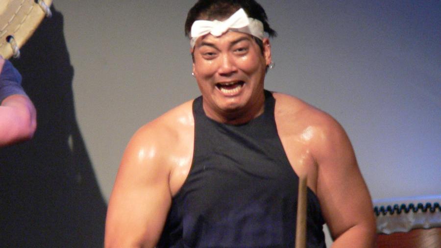 Chris Kano on taiko drumming stage