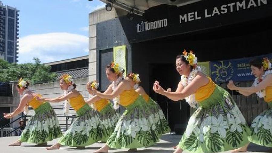 Hula dancers on stage