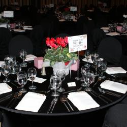 Kobayashi Hall black tablecloth setup closeup