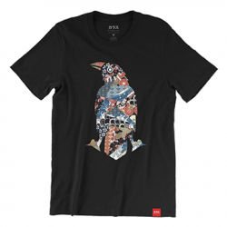 Black Karasu Pattern Bird T-shirt