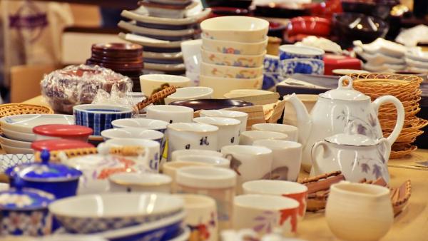 Collection of donated dishware