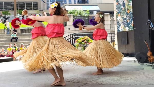 Hula dancers on stage at Alohafest 2024